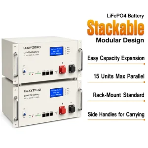 Stackable 51.2V 16.08kWh Lithium Battery 314Ah Built in BMS IP21 for Off Grid Home Solar Power Energy Storage System