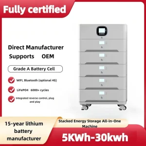 Stackable Grade a Home Battery Storage System 51.2V LiFePO4 10KW Hybrid Inverter All In One Solar System with BMS 5kWh to 30kWh