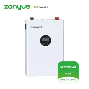 Stackable Hybrid Grid Lithium Battery HOPE_5.0L-B1 for Home Solar Energy Storage 5.12kWh AC