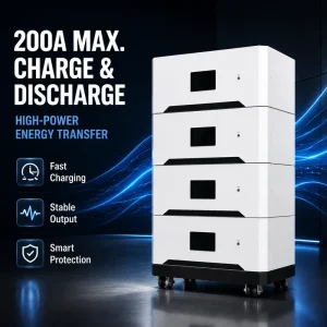 Stackable Solar Battery 15kWh 20kWh 51.2V 200Ah with Plug-and-Play Modules for Whole-House Backup Power