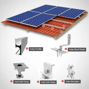 Stainless Steel Tile Hooks 7kW Solar System PV Structure Slate Roof Photovoltaic Racking GT-RL 02 130mph