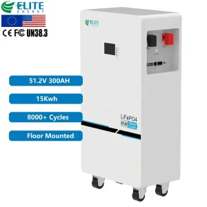 Standing 48V 300Ah Lithium Ion Battery 51.2V LiFePO4 Vertical Batterie Pack 15Kwh Floor Mounted Solar Home Energy Storage System