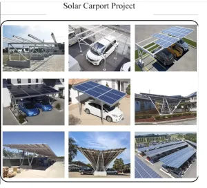 Steel Solar Photovoltaic Carport Parking Canopy with Hot-Dip Galvanized Surface for Electric Vehicle Charging Station
