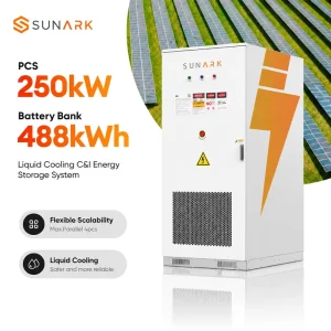 Sunark 250kW 488kWh BESS Outdoor Cabinet Liquid Cooled LiFePO4 Energy Storage System for Factory Solar Storage and Grid Support