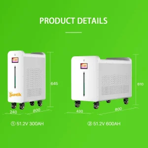 Suntik 51.2V 15kWh 300Ah LiFePO4 Rack-Mounted Stackable Off-Grid Hybrid Grid Split Battery System IP65 Protection CAN
