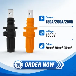 Surlok Connectors 1500V Straight Terminal Energy Storage Connector in 150A 200A 250A Plug Sizes High Current Battery Power Plug