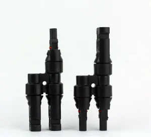 太阳能电池板电缆连接器 T 型分支 2 对 1 IP67 防水 30A 1000V PPO 材料 MC T3 太阳能连接器工厂光伏连接器