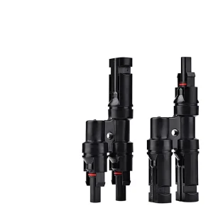 T type Three way PV Connector for Solar Panel Components DC Parallel Distribution Waterproof Plug Black