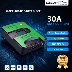 TD2310 30A MPPT Solar Charge Controller with LCD Display, BT/Wi-Fi, Automatic 12V/24V Recognition