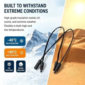 TUV Certified 4mm² 6mm² Flat Solar Cable with Connector Flexible Photovoltaic Flat Extension Wire for Solar Panel System
