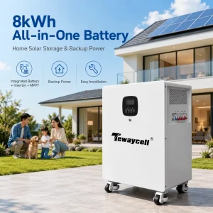 Tewaycell 8kWh All in One Off Grid Solar System LiFePO4 Battery 4.5kW Pure Sine Wave Inverter with MPPT for Home Cabin RV