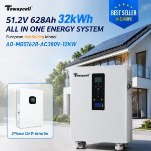 Tewaycell All in One ESS for Solar Energy Storage 51.2V 628Ah 32KWH Three Phase AC380V 12kw Inverter Featuring 12kw Inverter