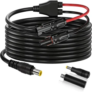 The solar panel adapter cable with DC7909 to 8020 5525 connectors is suitable for the Jackery power storage box