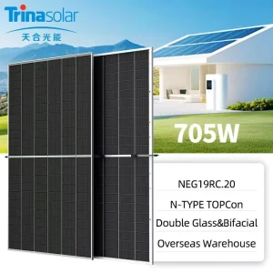 Trina 705Watt Solar Panel Aluminum Frame Double Glass TOPCon Half Cells Roof Photovoltaic Power Generation System Solar Panels