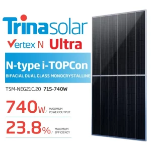 Trina I-TOPcon Ultra G21C.20 Vertex N Type Home Commercial Bifacial Dual Glass Monocrystalline 715W 720W 730W 740W Solar Panels