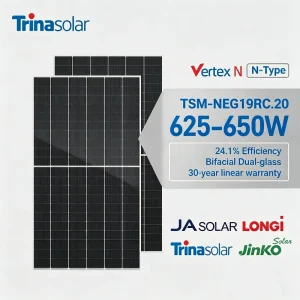 Trina Solar Panel N type Bifacial Dual Glass Monocrystalline Module 2382*1134*30mm VertexN NEG19RC.20 625/630/635/640/645/650W