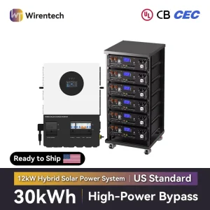 UL CE CB US Local Stock 12000W Large Bypass Inverter With 6 Rack Batteries 51.2V 100Ah 30kWh Solar ESS Backup Power