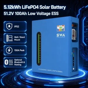 UL9540 Certified 5kWh 51.2V 100Ah Rack-Mounted LiFePO4 Battery 6000 Cycles Solar Storage