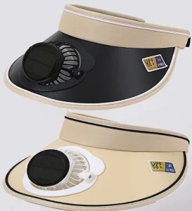 UPF 50+ Smart Health Summer Sports Cap with 360 Rotating Solar Fan Wide Rim USB/Solar Charging Unisex Casual Accessory