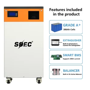 USA Stock All One 15kWh+5kW Off Grid Inverter 51.2V 300Ah Lithium Ion Battery Home Solar Energy Storage System CAN Communication