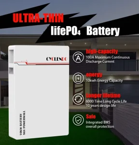Ultra Thin Split Wall mounted 96V 100Ah Household LiFePO4 Battery Pack CAN Communication for Hybrid Solar Energy Storage System