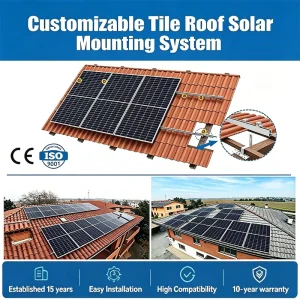 Universal Tile Roof Solar Mounting System CE Certified Aluminum Brackets and Stainless Steel Hooks for Commercial PV Installations