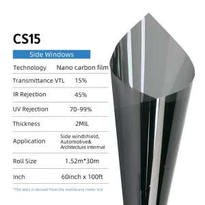 Uv Block Carbon Ceramic Film Double-Layer Coating Car Tint Pet Nano Ceramic Substrate Window Tint Film 1.52*30M Roll
