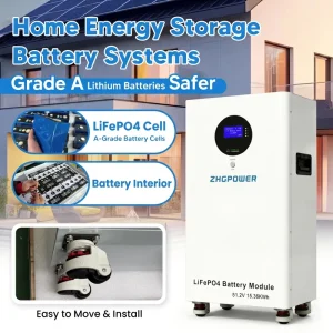 Vertical 15kWh Solar Battery 51.2V 300Ah LiFePO4 Battery Pack 6000 Cycles for Residential Power Storage Solutions