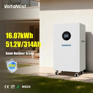VoltaNest 51.2V 314Ah 16kWh LiFePO4 Stackable Solar Storage Battery Mobile Energy Storage Lithium Battery with IP54 Protection