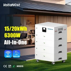 VoltaNest 51.2V 6.3kW 15 KWh 20kWh Mobile All in One Home Energy Storage LiFePO4 Hybrid Grid