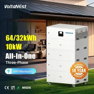VoltaNest Modular Stackable LiFePO4 All in One Home Energy Storage System 30KWH 32kWh with 10KW Inverter Three Phase
