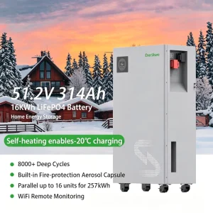 Wall Mounted Lithuim Battery 51.2v 314Ah Solar Battery16kWh Flexibly Movable Solar System LiFepo4 Battery Power Wall Batteries