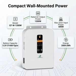 Wall Mounted Power Station QT-W-1200W Model Pure Sine Wave 1200W Lithium Battery Portable Backup Generator for Outdoor Shed