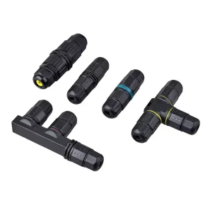 Waterproof Nylon Cable Connector IP68 2 Core 3 Core T Type 10A Safe Current Female Male Copper Contact Wire Connections Solar