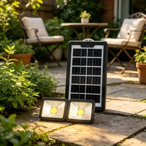 Waterproof Portable Solar Light Station 4W 6V Solar Charger Panel 2 Square LED Lamps USB Type C Device Charging