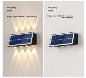 Waterproof Solar-Powered LED Wall Light 2700K Warm White Outdoor Security Lighting, Garden, ABS Material, Ra70