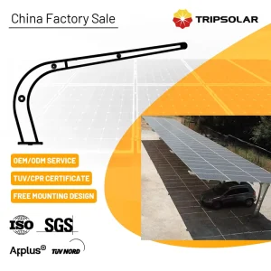 Waterproof Steel Aluminum Alloy Solar Panel Carport Mounting CE Certification 60m s Wind Load 1.4KN M2 Snow Load 10 Year