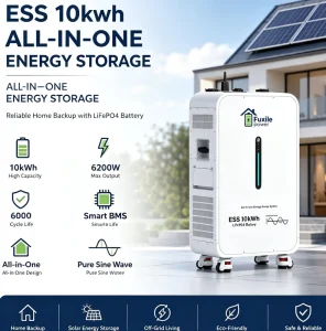Wheeled Floor Standing All in One Solar Energy Storage Unit 6200W 10kWh Pure Sine Wave LiFePO4 Battery Support WiFi CAN RS485