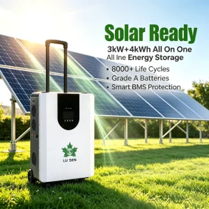 Wheeled Pure Sine Wave All in One Solar Generator 3kW 4000Wh MPPT LiFePO4 Power Station for Remote Off Grid Homes