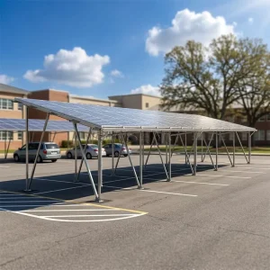 Wind Resistant Zn Al Mg Solar Panel Carport for Vehicle Protection and Solar Power Generation
