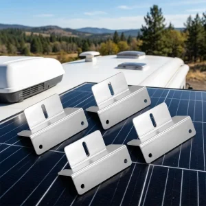 Z Type Anodized Silver and Black Clamps and Brackets for Solar Panels, Awnings, RVs, Caravans, and Marine Use