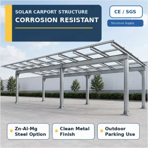 Zn Al Mg Solar Carport Mounting System Prefabricated Steel Structure for Commercial Parking Projects